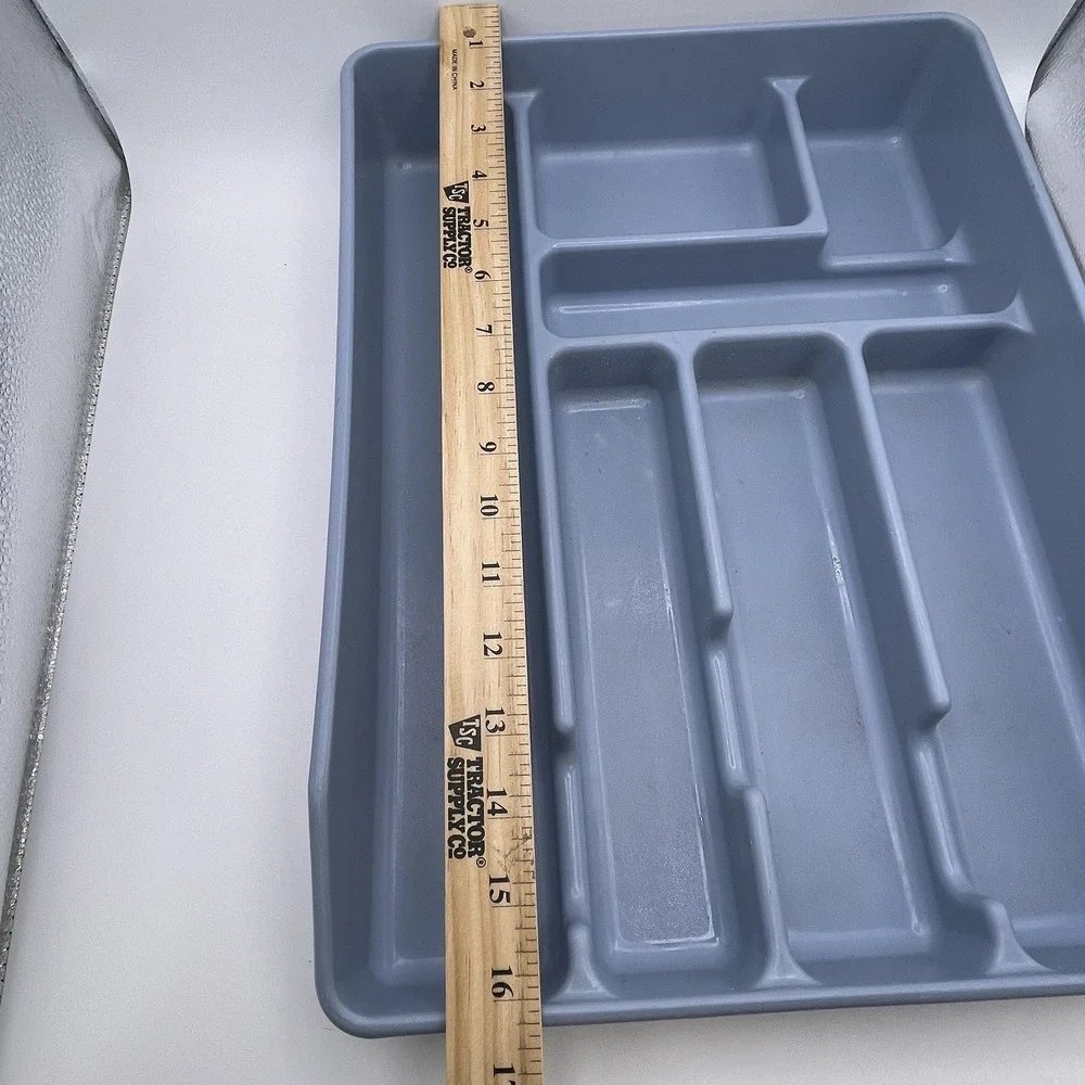 Vtg Rubbermaid Silverware Utensil Tray Drawer‎ 7 Compartment Organizer 0521 Blue